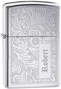 Zippo Custom Lighter Personalized Engraved Venetian Design (Silver 352)