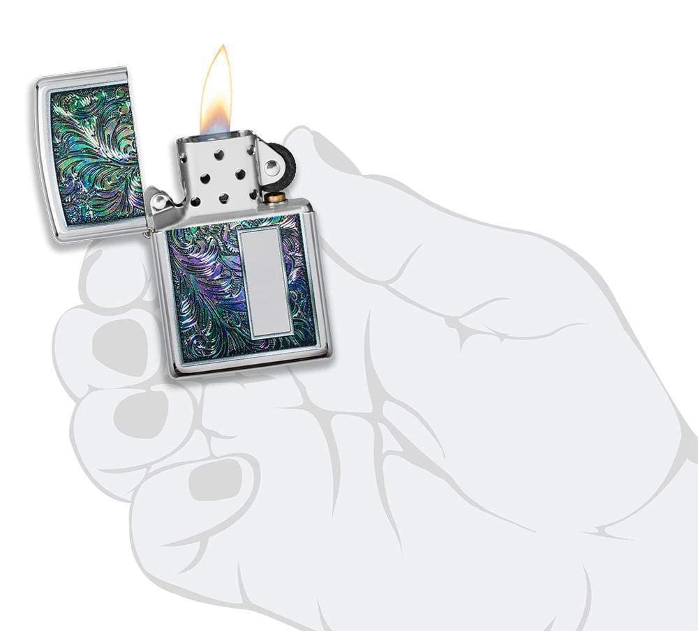 Zippo Custom Lighter Personalized Engraved Venetian Design (Silver 352)