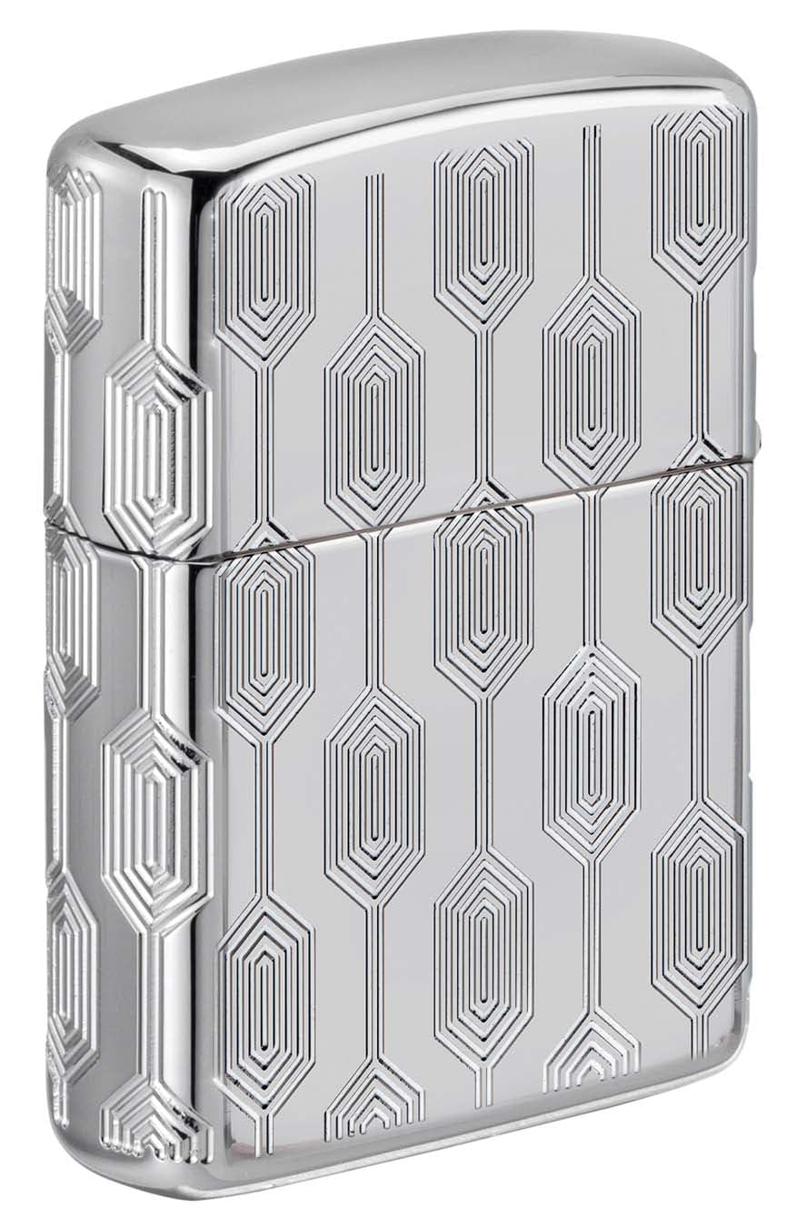 Zippo Lighter: Armor MultiCut Geometric Deep Carve - Antique Silver 49883