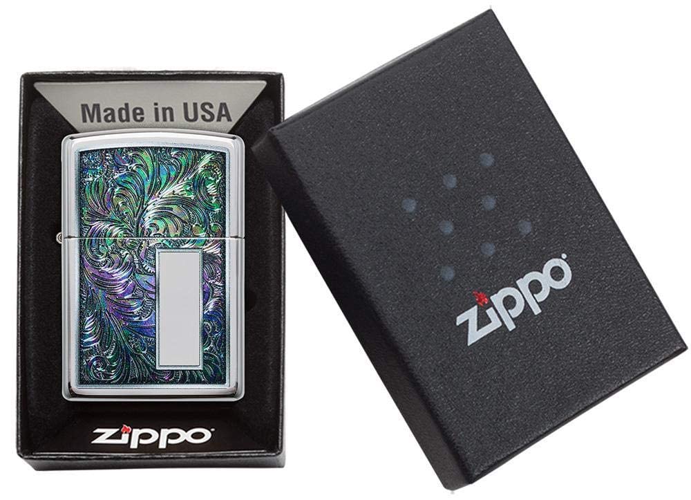 Zippo Custom Lighter Personalized Engraved Venetian Design (Silver 352)