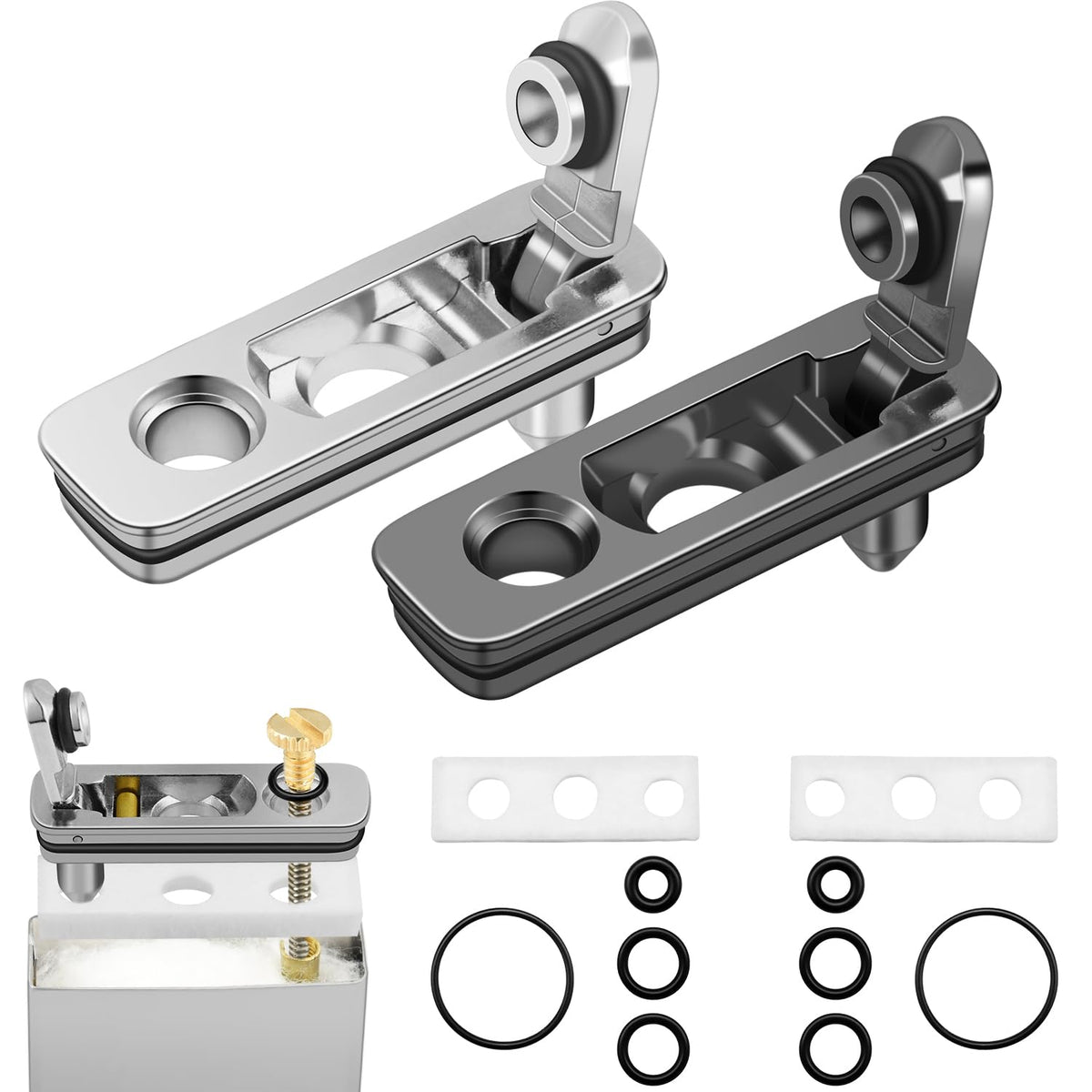2 Set Lighter Gasket Seal Metal Lighter Repair Insert Accessories Kit 1Ppcs Cotton Felt Pad with 3Pcs Rubber Seals for Lighter Bottom Seal(Sliver)