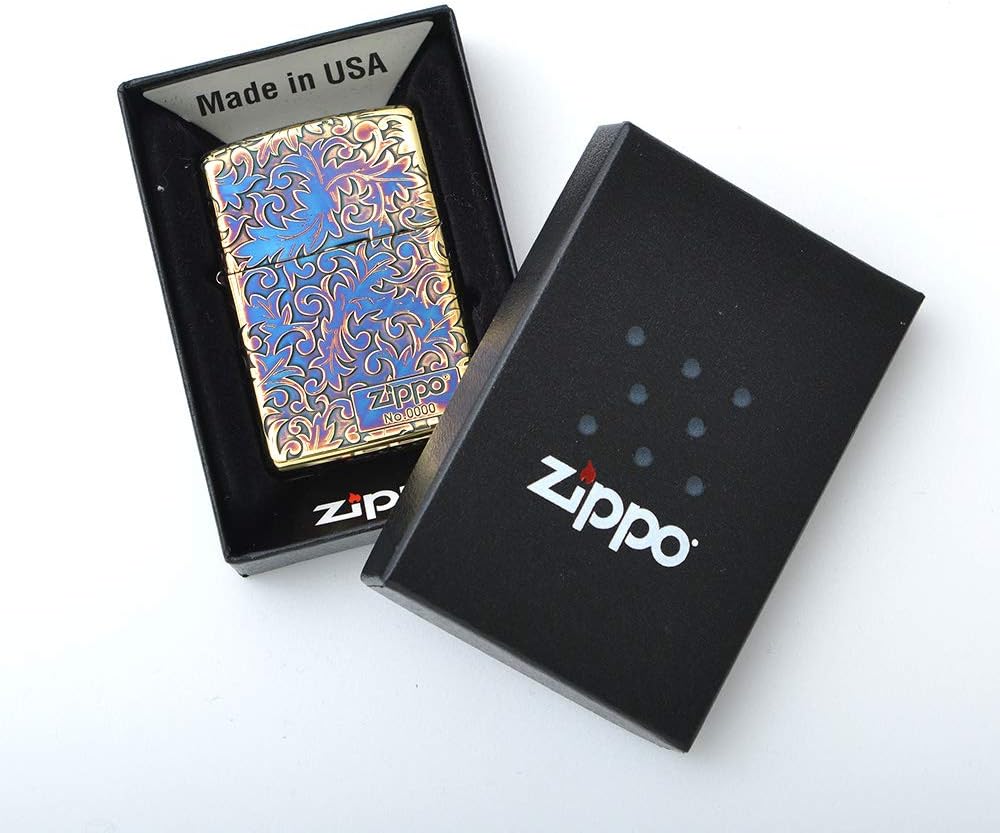 Zippo 2GI-Z5KARA2 Lighter, Gold, Arabesque and Logo, 5 Consecutive Etching, Serial Number Included