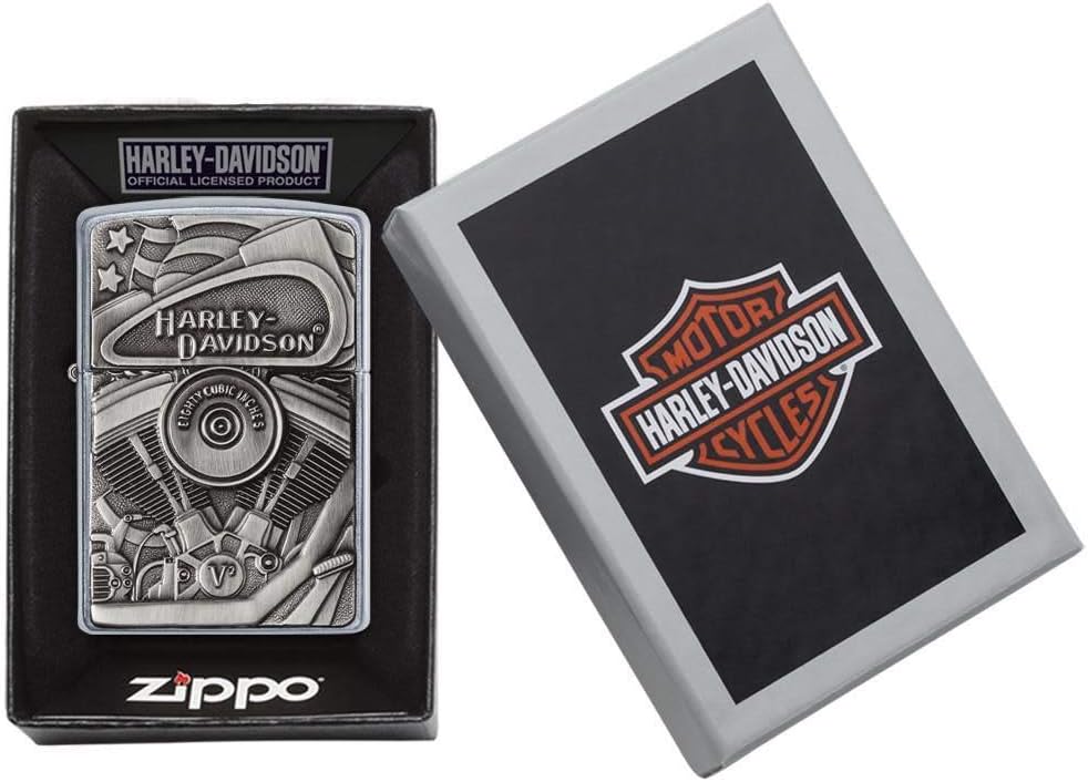 Zippo Harley-Davidson Motor Flag Emblem Street Chrome Pocket Lighter