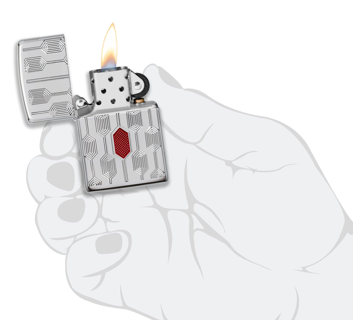 Zippo Lighter: Armor MultiCut Geometric Deep Carve - Antique Silver 49883