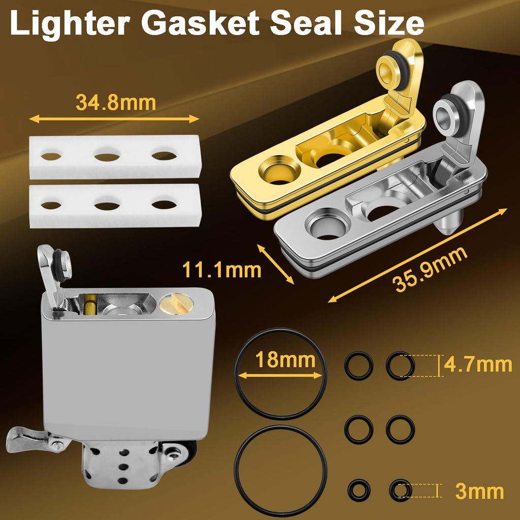 2 Set Lighter Gasket Seal Metal Lighter Repair Insert Accessories Kit 1Ppcs Cotton Felt Pad with 3Pcs Rubber Seals for Lighter Bottom Seal(Sliver)