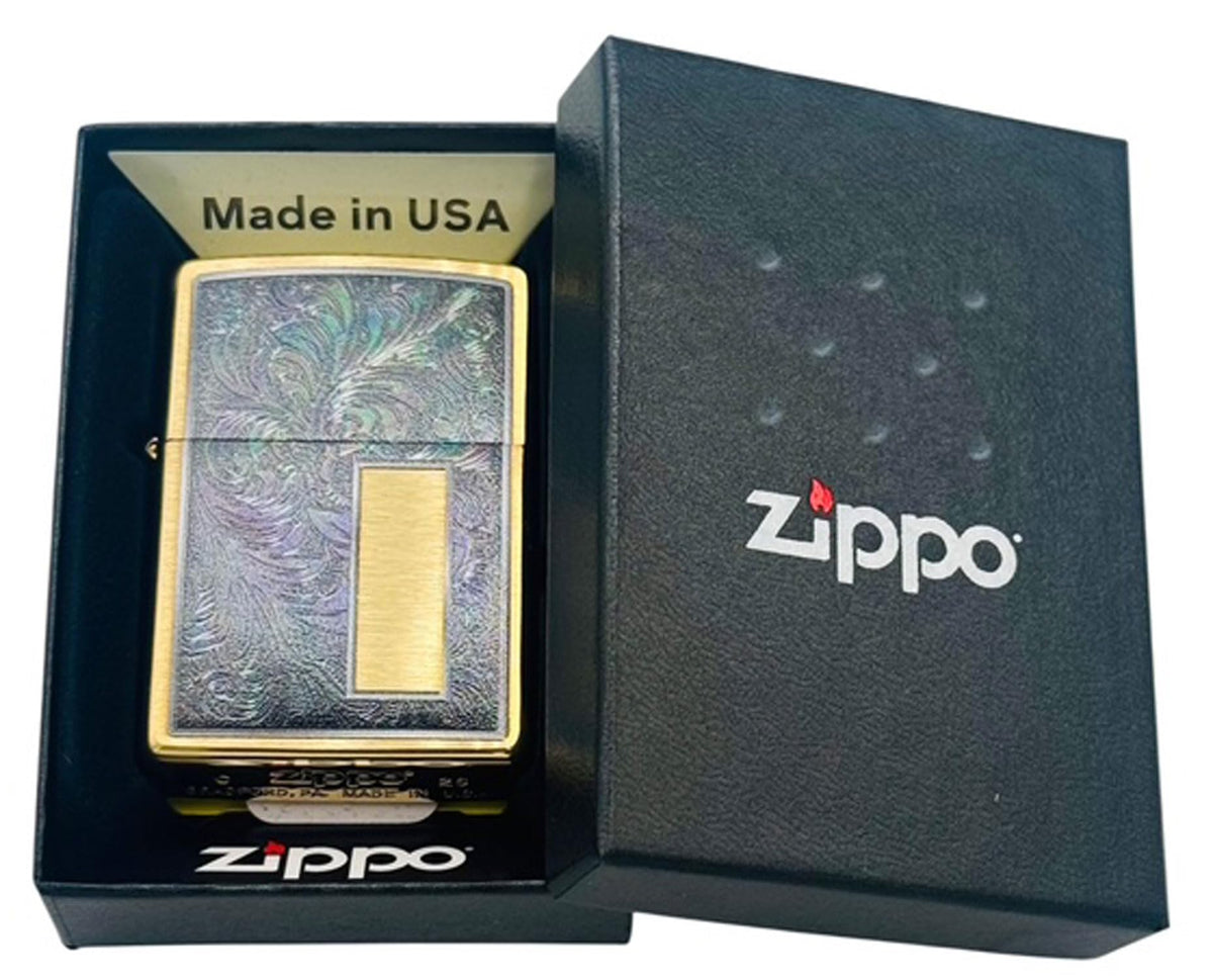 Zippo Custom Lighter Personalized Engraved Venetian Design (Silver 352)