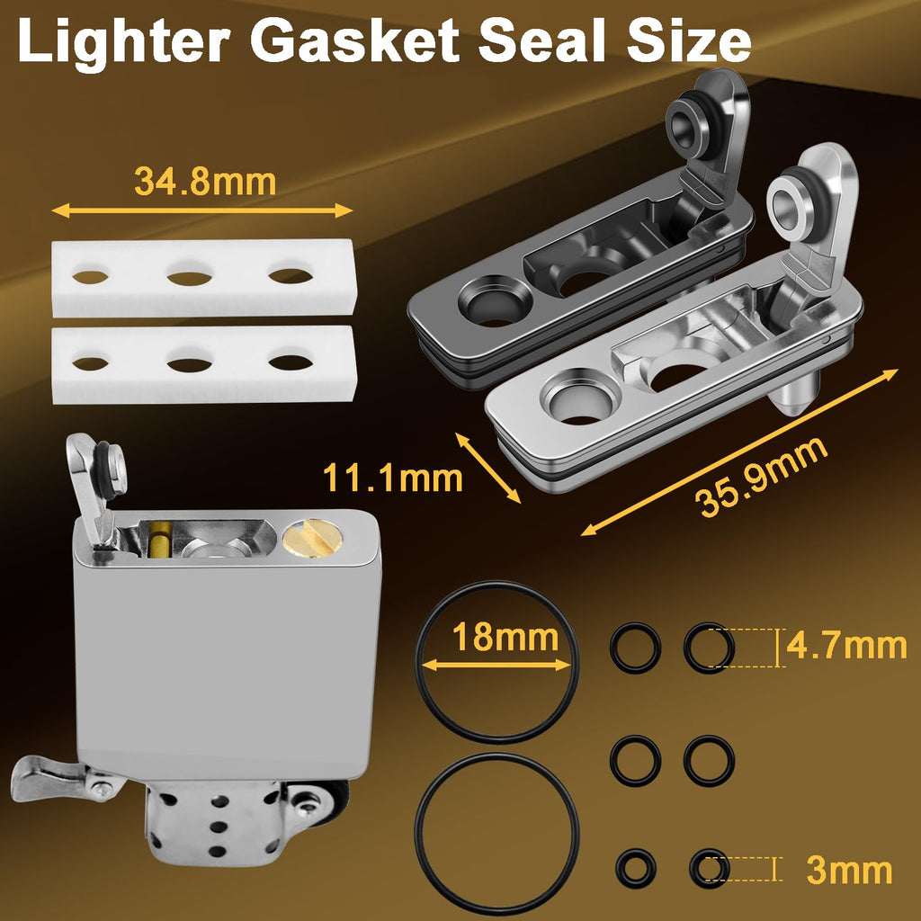2 Set Lighter Gasket Seal Metal Lighter Repair Insert Accessories Kit 1Ppcs Cotton Felt Pad with 3Pcs Rubber Seals for Lighter Bottom Seal(Sliver)