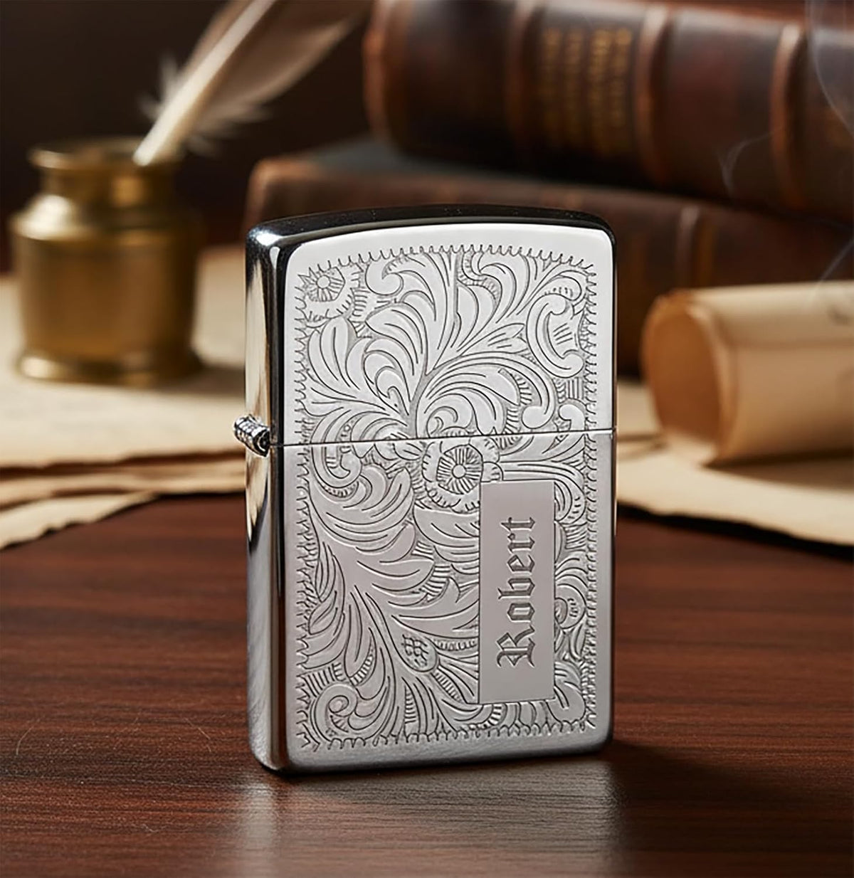 Zippo Custom Lighter Personalized Engraved Venetian Design (Silver 352)