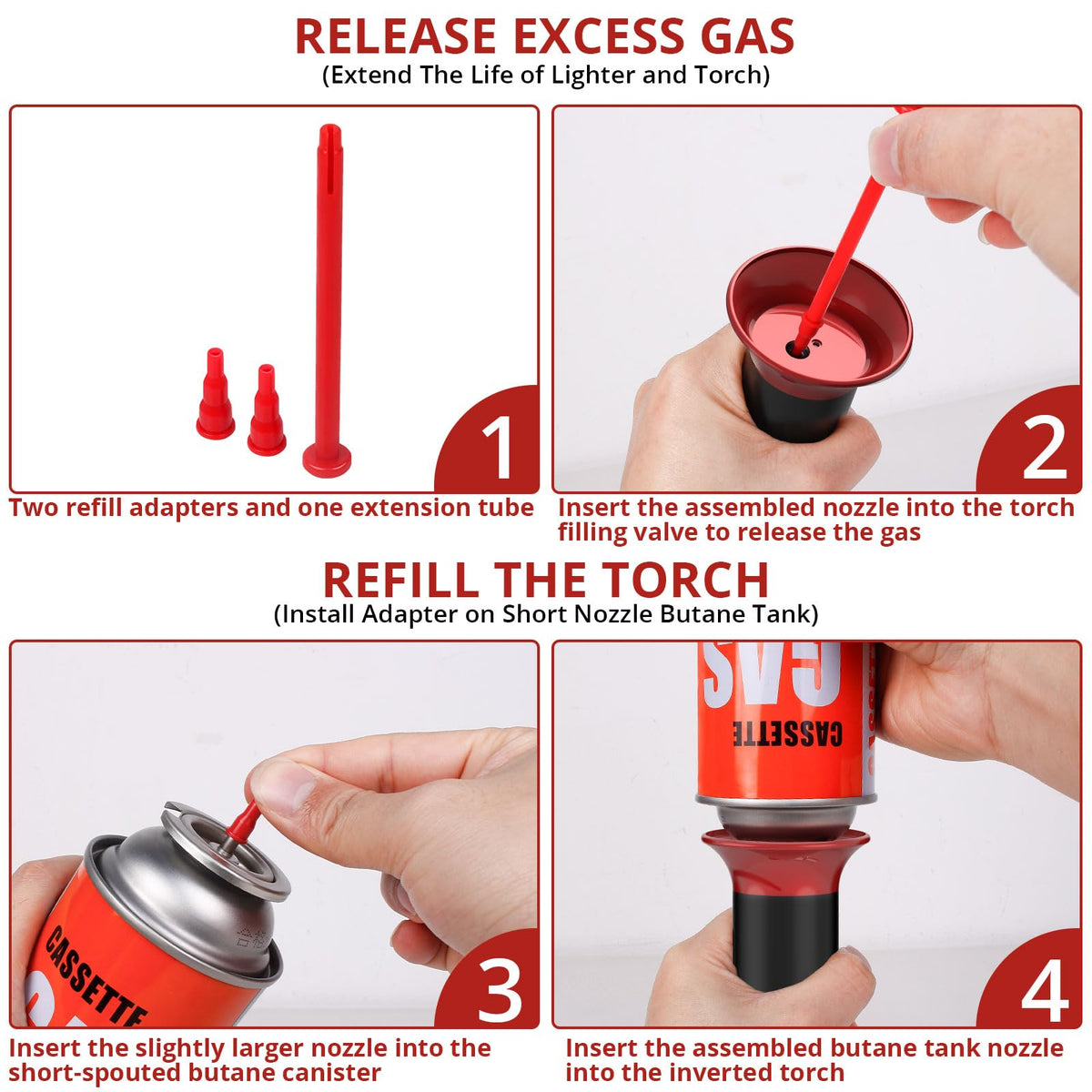 Semlos Butane Tank Adapter, Butane Nozzle for Lighter and Torch Refill