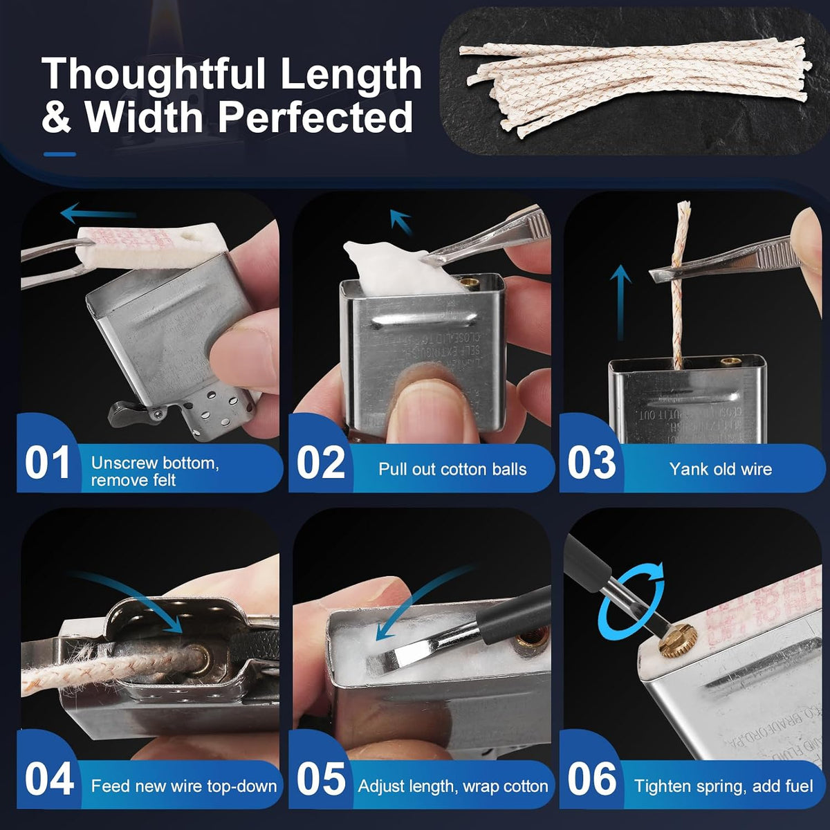 Flints & Wicks Repair Kit, Compatible with Zippo Clipper Lighter