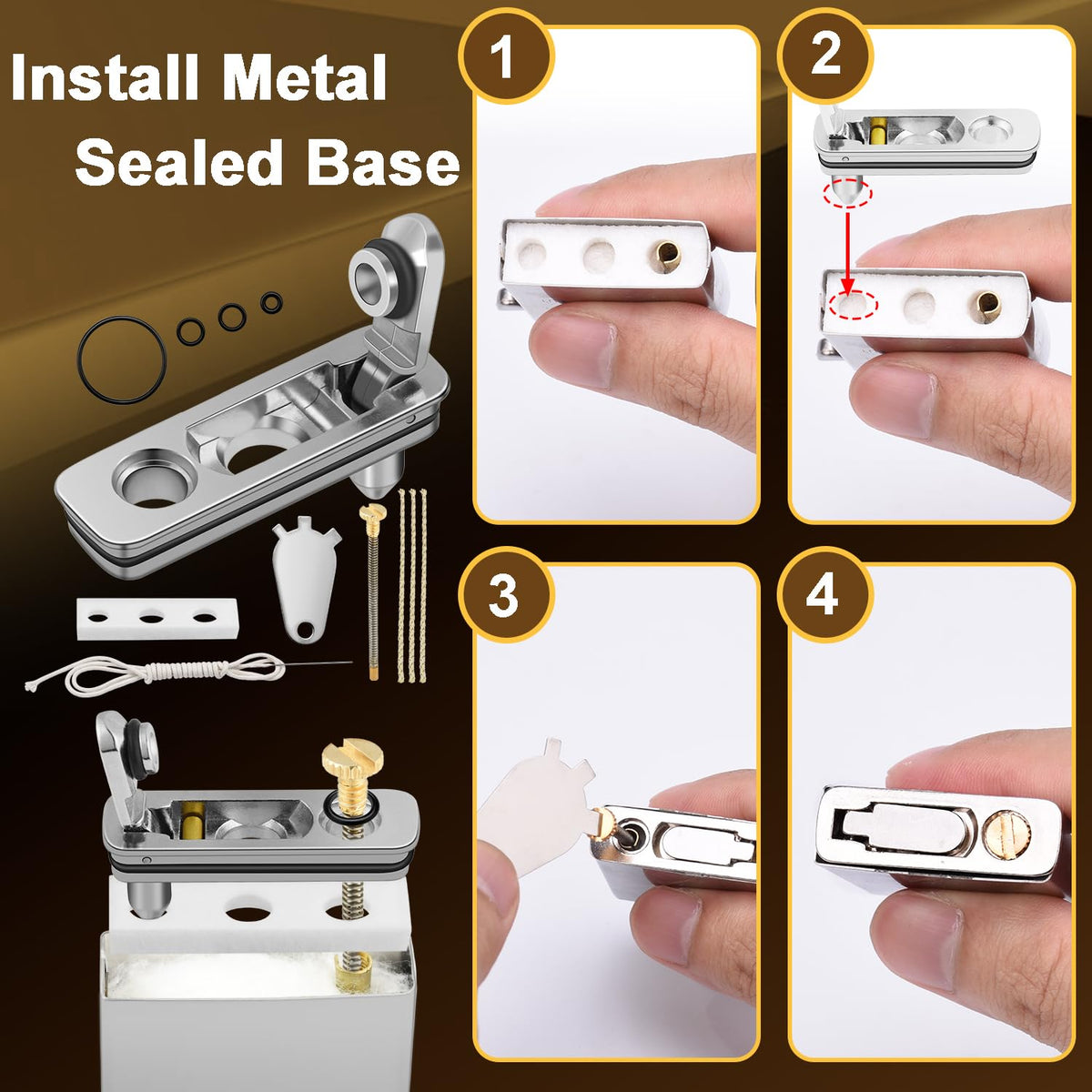 2 Set Lighter Gasket Seal Metal Lighter Repair Insert Accessories Kit 1Ppcs Cotton Felt Pad with 3Pcs Rubber Seals for Lighter Bottom Seal(Sliver)