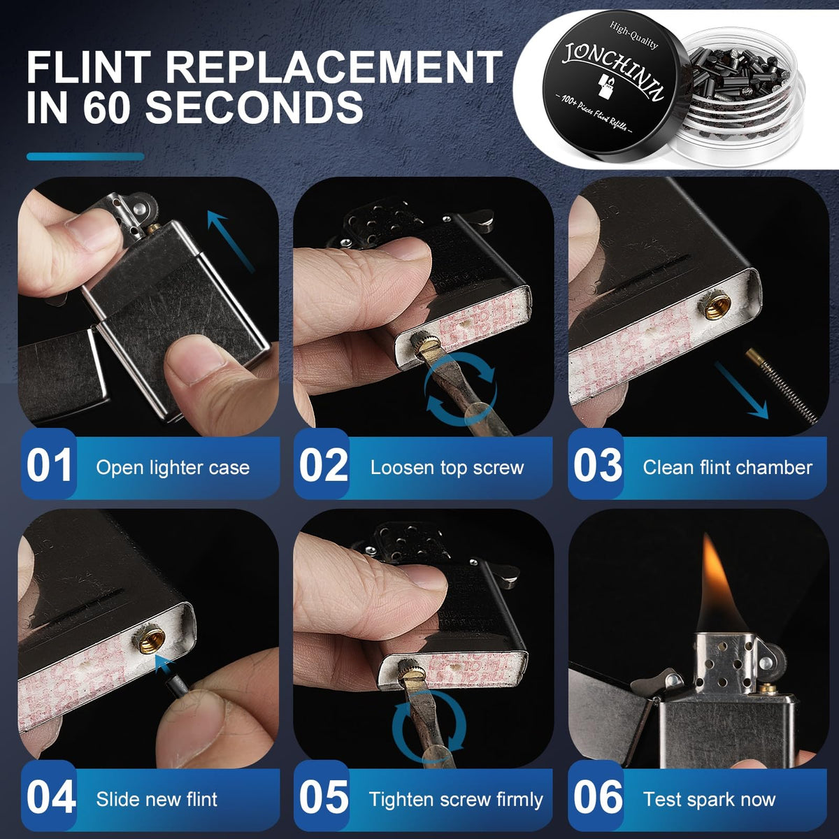 Flints & Wicks Repair Kit, Compatible with Zippo Clipper Lighter