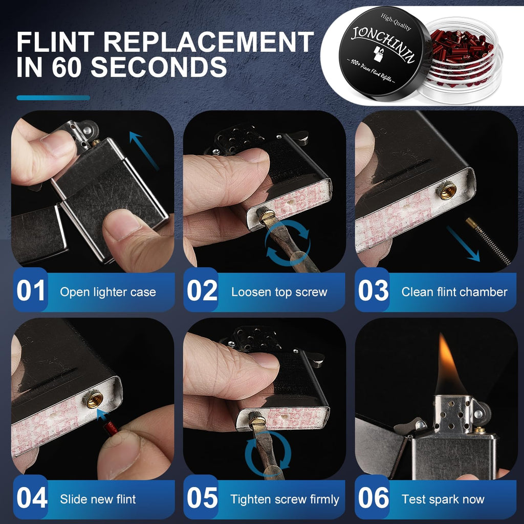 Flints & Wicks Repair Kit, Compatible with Zippo Clipper Lighter