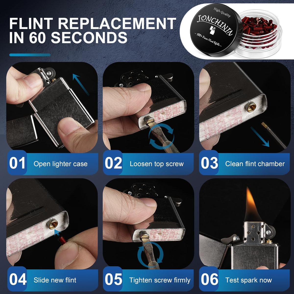Flints & Wicks Repair Kit, Compatible with Zippo Clipper Lighter