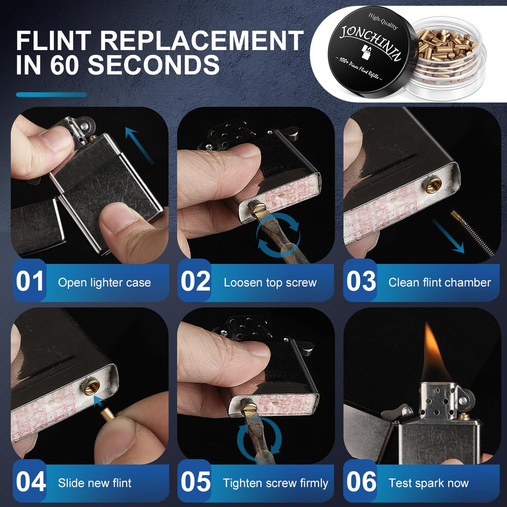 Flints & Wicks Repair Kit, Compatible with Zippo Clipper Lighter